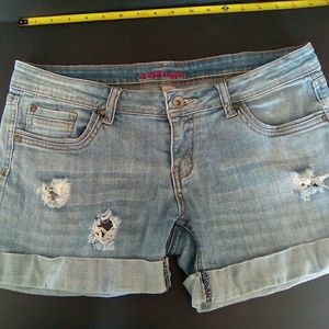 Refuge Distressed Denim Shorts Rolled Cuffs Size 6
